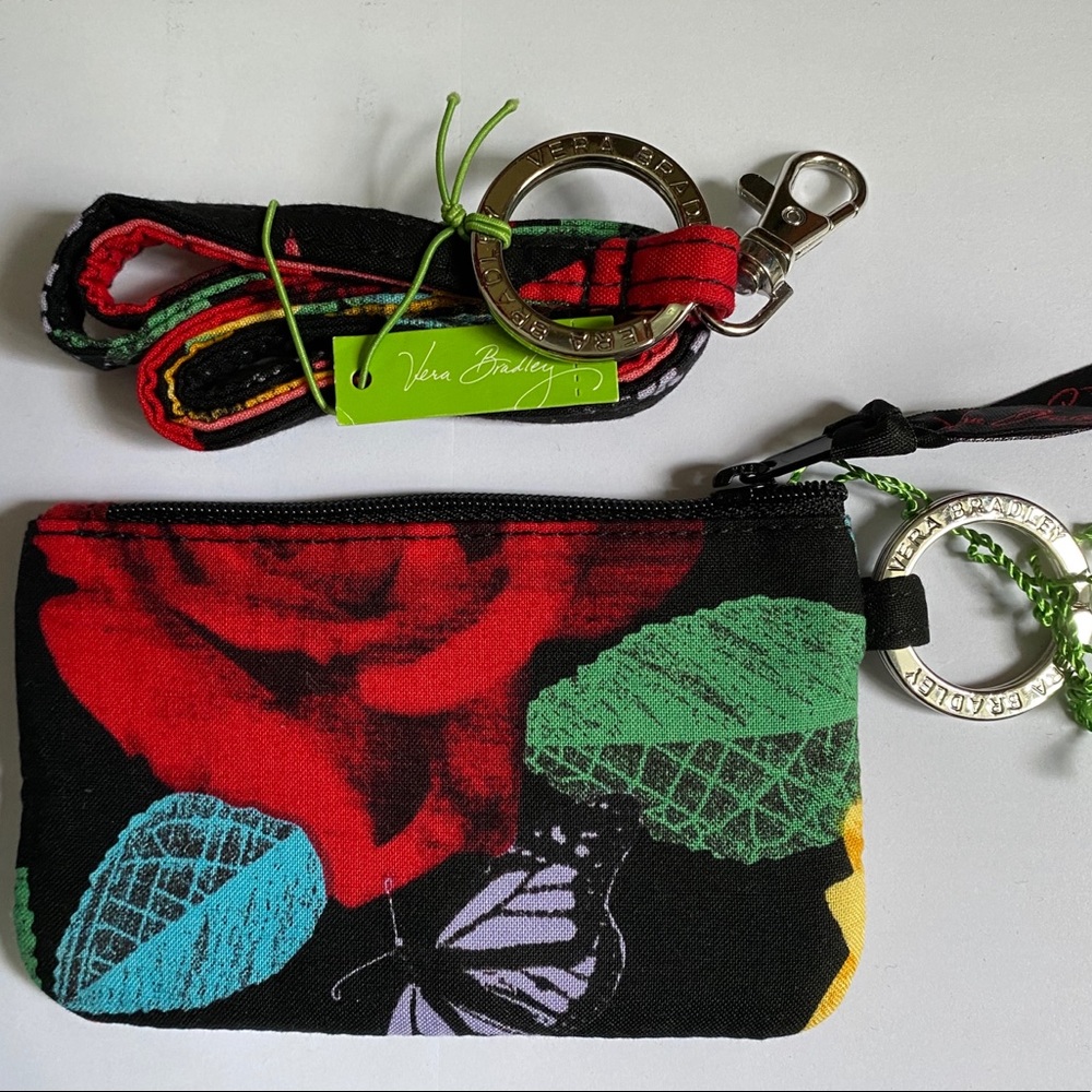 Vera Bradley zip id and lanyard Havana rose